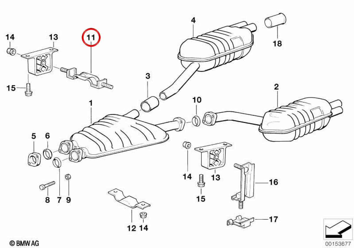 OEM ESCAPLA CLAMP 18211723130 per BMW E31. BMW originale.