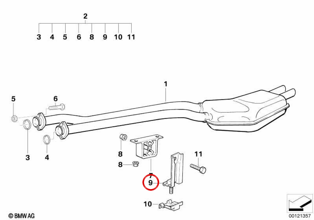 OEM Escape Support 18211723555 per BMW E36. BMW originale.