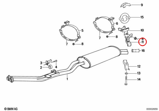 OEM Escape Support 18211723662 für BMW E30. Original BMW.