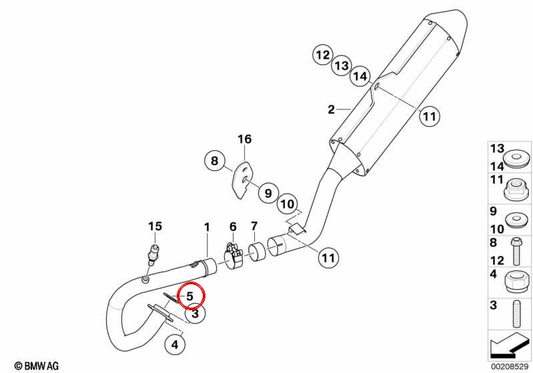 Junta de escape OEM 18217711116 para BMW Motorrad K1, K100, K100LT, K100RS, K100RT, K1100LT, K1100RS, K75, K75C, K75RT, K75S. Original BMW Motorrad.