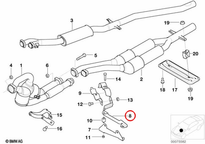 Support du système d'évasion OEM 18217788015 pour BMW E39. BMW d'origine.