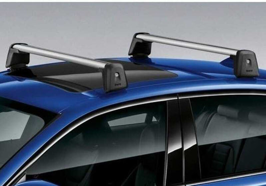Barras de techo originales BMW OEM 82712457808 para BMW Serie 3 G20 y G80. Sistema portaequipajes multifunción con diseño ajustado, antirrobo y silencioso. Original BMW.