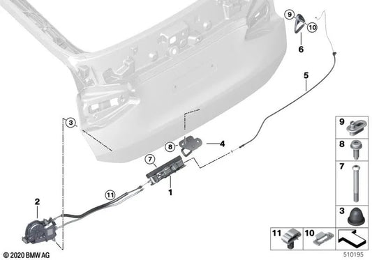 Bowden cable for BMW G32, G32N (OEM 51247397907). Genuine BMW.