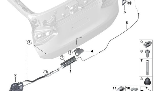 Cierre maletero trasero OEM 51247416082 para BMW G32 y G32N. Original BMW.
