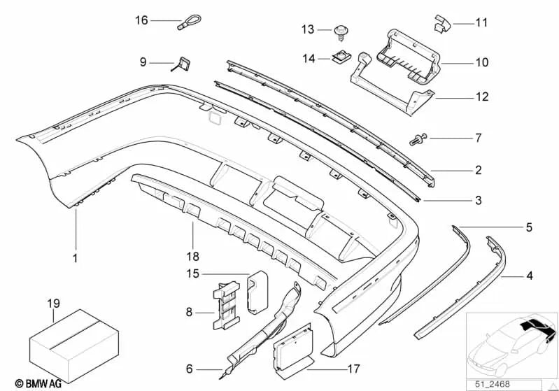 Protective strip for BMW 5 Series E39 (OEM 51128159376). Original BMW
