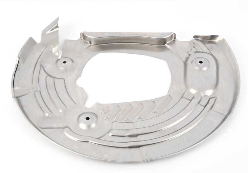 Protectores de freno delantero izquierdo OEM 34117991037 para BMW F90, F91, F92, F93 M5 y M8. Compatible con modelos con tracción total. Original BMW.