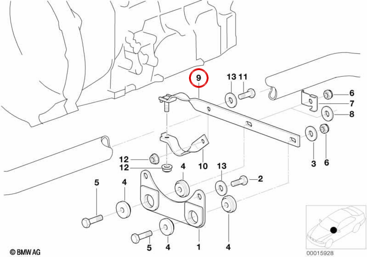 Support d'évasion OEM 18301432596 pour BMW E36, Z3. BMW d'origine.