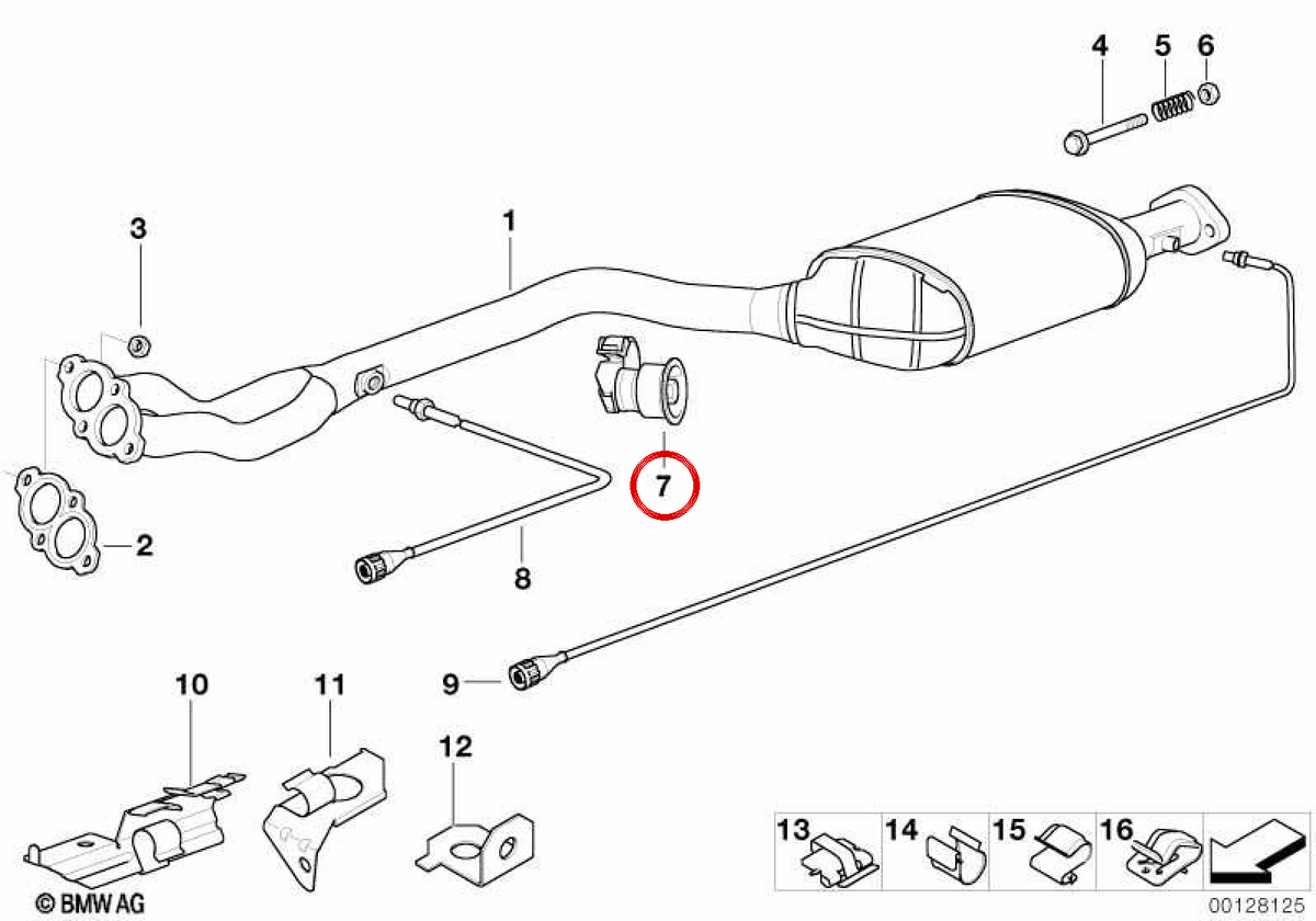 Silenziatore intermedio OEM 18301435672 per BMW E36 e Z3. BMW originale.