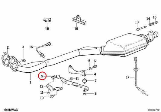 Suporte do sistema de exaustão OEM 18301728575 para BMW E36. BMW genuíno.