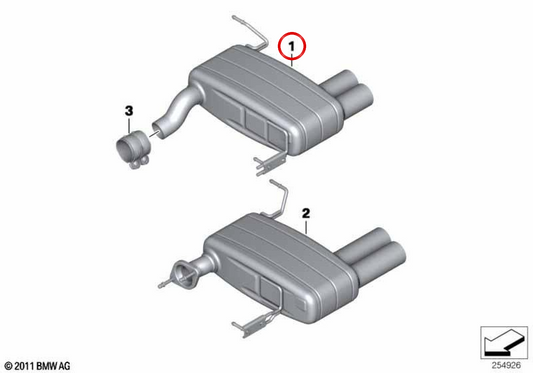Sistema de escape deportivo OEM 18302165670 para BMW E92, E93. Original BMW.