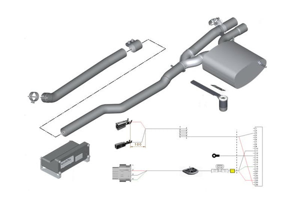 Escape deportivo JCW Pro con válvula y mando OEM 18302407323 para MINI F56 JCW y F57 JCW (2015–2019). Modo Sport y Track con control Bluetooth. Original MINI.