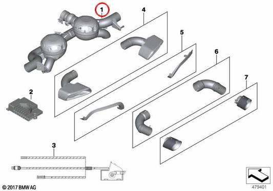 Abgasanlage M -Leistung für BMW 5 G30 -Serie, G31 (OEM 1830244485). Original BMW