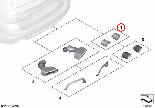 Tubos de escape M Performance OEM 18302448773 para BMW G30, G31, G32. BMW genuíno.