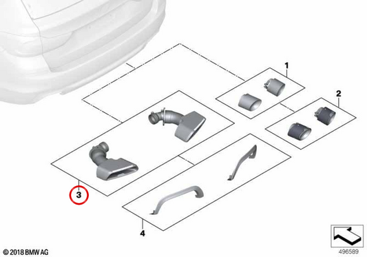 Abgasausgänge M Leistung OEM 18302449928 für BMW G30 und G31. Original BMW.