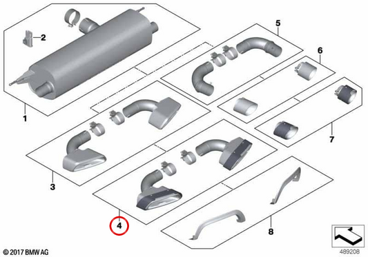 Offioni di scarico Chrome OEM 18302449942 per BMW G30, G31, G32. BMW originale.