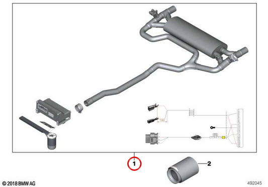 OEM 18302450808 sistema silenziatore portellone posteriore per MINI Countryman F60 (12/2015 - 06/2019) e John Cooper Works. MINI originale.