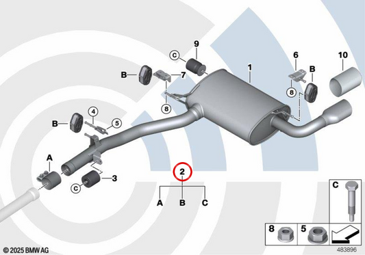OEM 18302455256 Rear Silence Kit for BMW F25. Original BMW.
