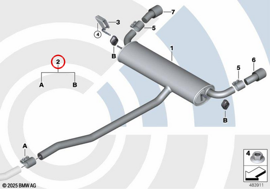OEM rear silencer mounting kit 18302455257 for MINI Countryman R60, Paceman R61... and more. Original MINI.