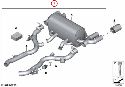 SILENCER arrière M Performance OEM 18302459928 pour BMW F87 M2. BMW d'origine.
