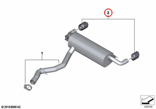 OEM Escape Outlets 18302464500 per BMW G42, G20, G21, G28, G22, G23, G26. BMW originale.