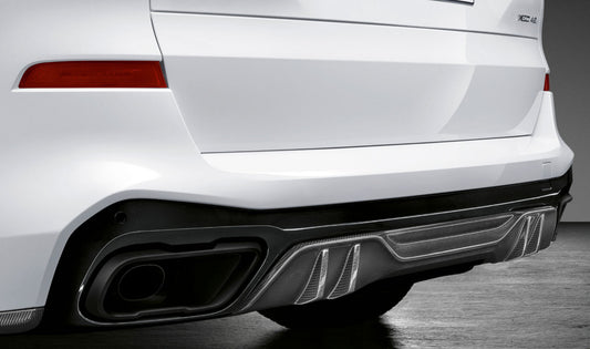 Salidas de escape negras M Performance OEM 18302464505 para BMW G05 X5, G06 X6, G07 X7 (versiones xDrive50i, M50i con paquete M). Mejora deportiva del diseño trasero. Original BMW.