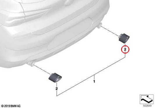 Escape Output Embellador OEM 18302467247 per BMW F40, F44, F39. BMW originale.
