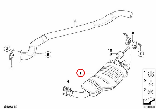 Silenzio posteriore OEM 18303416722 per BMW E83. BMW originale.