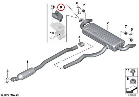 Valvola di fuga OEM 18305A045A6 per BMW F70, U11, U10, G45, U25. BMW originale.