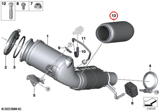 OEM Escape Support 18305B330E1 per BMW F45, F48, F49, F39, F60. BMW originale.