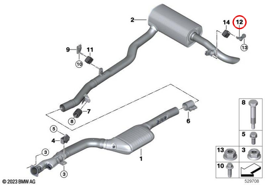 Suporte silencioso traseiro esquerdo OEM 18307101509 para BMW X3 G45, X3L G48. BMW genuíno.