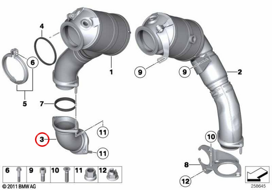 Pipe d'échappement avant OEM 18307577826 pour BMW E70, E71, E72. BMW d'origine.