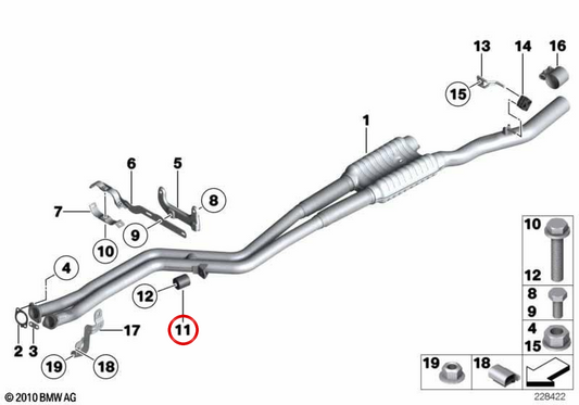 Silenziatore di scarico OEM 18307610167 per BMW F87, F10. BMW originale.