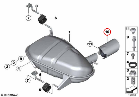 Embellisher de sortie d'échappement noir 18307636267 pour BMW E84. BMW d'origine.