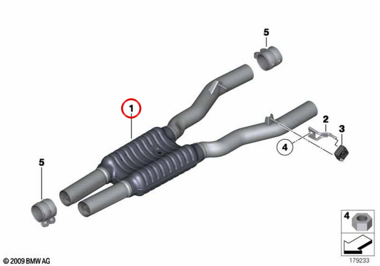 Silenciador central OEM 18307646949 para BMW F02. BMW genuíno.