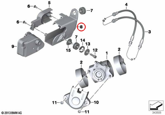 Alloggiamento unità di regolazione valvola di scarico OEM 18307716475 per moto BMW R nineT, R 1200 GS, R 1200 GS Adventure, R 1200 RT, R 1200 R. Originale BMW Motorrad.
