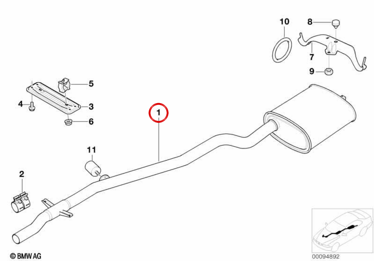 Silenzio posteriore OEM 18307785943 per BMW E39. BMW originale.