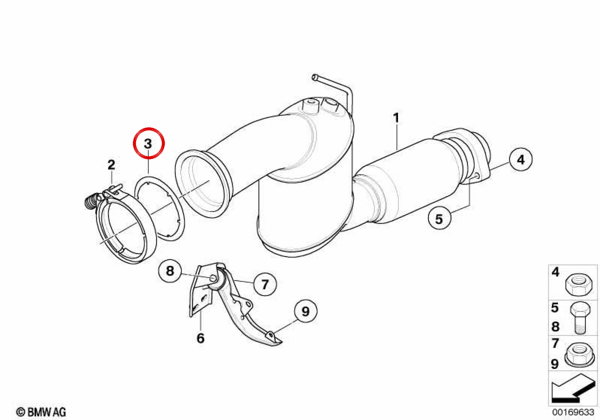 Auspuff Board OEM 18307793678 für BMW E90, E91, E92, E93, E60, E61, E63, E64, E65, E66, E83, E70, E71. Original BMW.