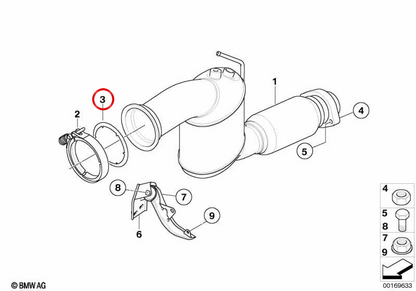 Auspuff Board OEM 18307793678 für BMW E90, E91, E92, E93, E60, E61, E63, E64, E65, E66, E83, E70, E71. Original BMW.