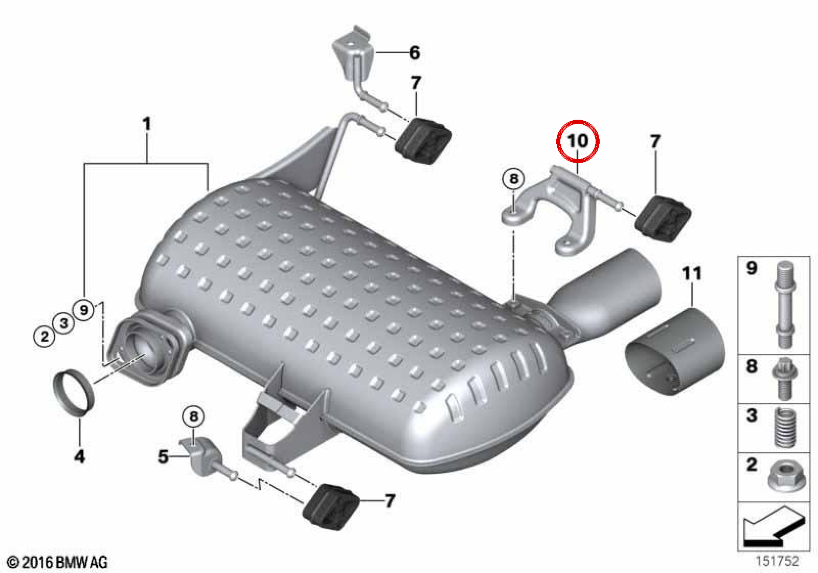 OEM Escape Support 18307795750 für BMW E90, E91, E92, E93. Original BMW.