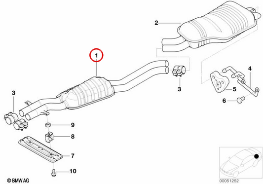 Silent Intermediate OEM 18307798311 für BMW E46 (316i, 318i, 320i, 323i, 325i, 328i, 330i). Original BMW.