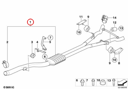 Silenciador dianteiro OEM 18307804228 para BMW E63, E64. BMW genuíno.