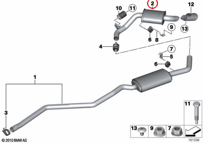 Silenzio posteriore OEM 18307805690 per BMW E81, E87. BMW originale.