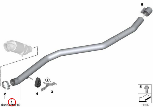 Intermédiaire OEM silencieux 18307807054 pour BMW E71. BMW d'origine.