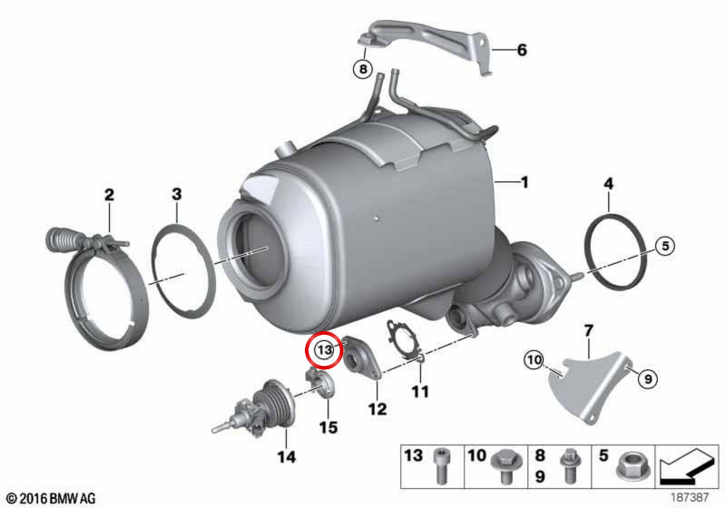 Vite OEM ISA 18307812172 per BMW E90, E70, E71. BMW originale.