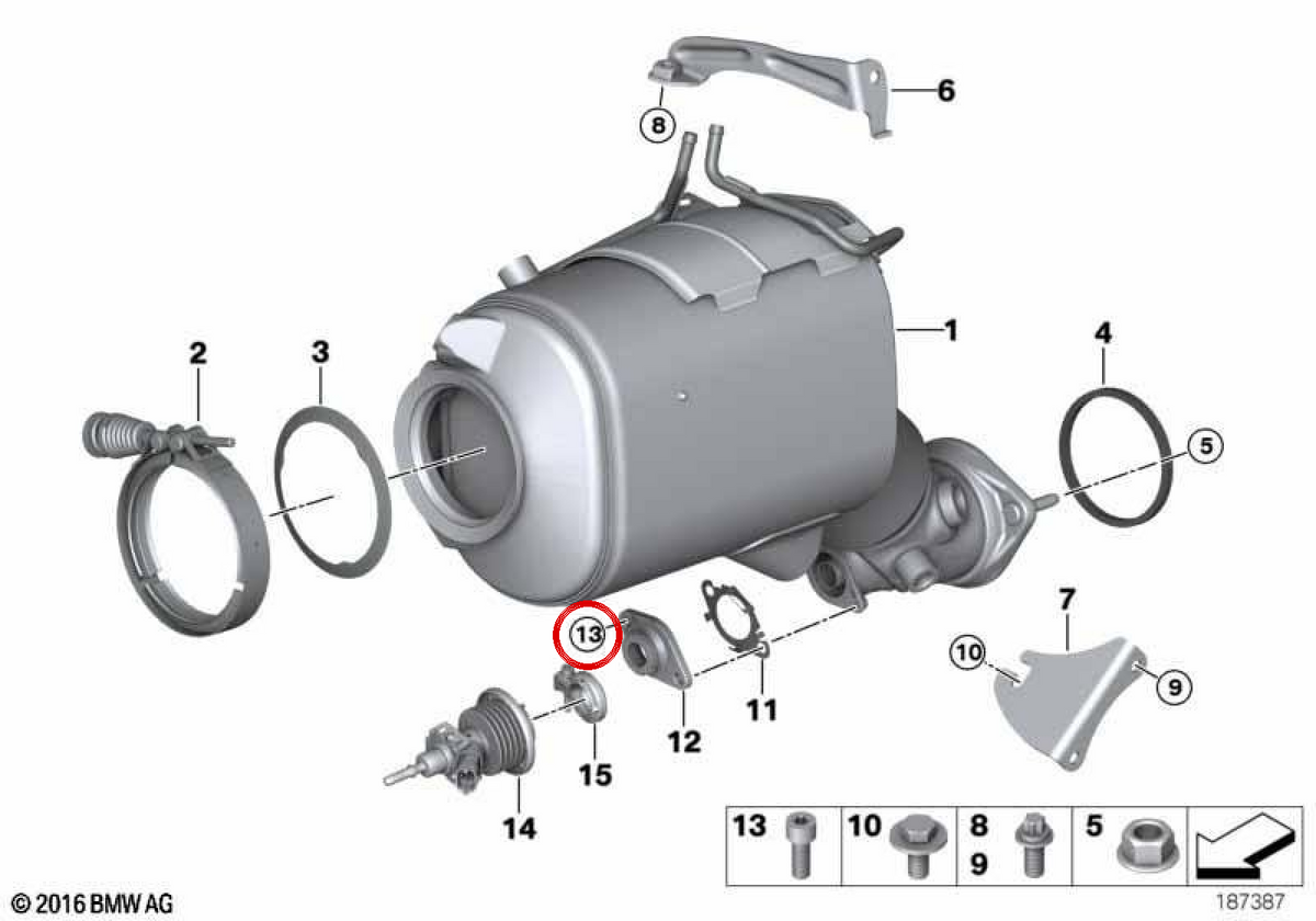Vite OEM ISA 18307812172 per BMW E90, E70, E71. BMW originale.