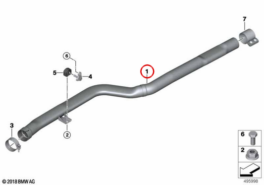 Intermédiaire OM intermédiaire tube 18307925838 pour BMW G12 {730LD, 730LD XDrive, 740ld xDrive}. BMW d'origine.