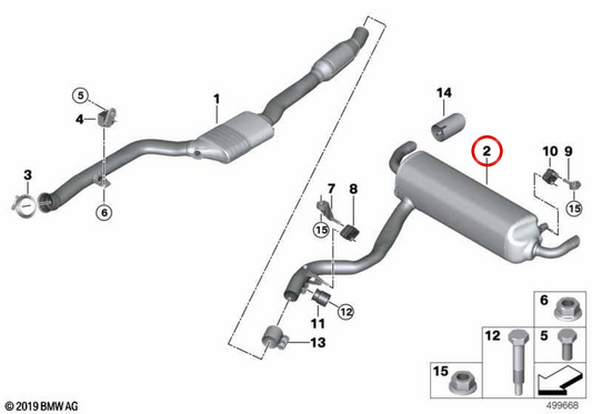 Heck -Stille OEM 18307933828 für BMW G20, G21, G22, G23, G26. Original BMW.