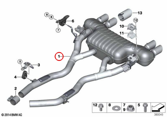Arrière silencieux avec soupape d'échappement OEM 18308074086 pour BMW F80, F82. BMW d'origine.