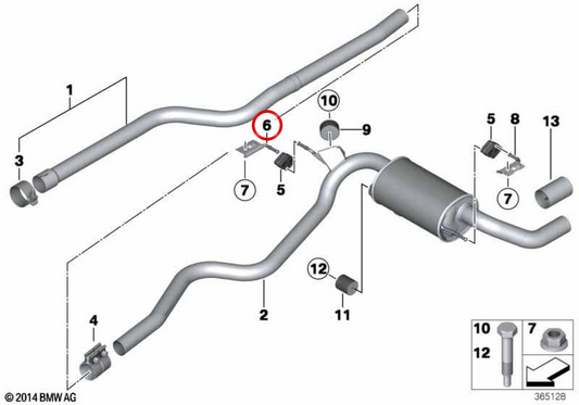 OEM Heck -Schalldämpfer Unterstützung 18308476560 für BMW F20, F21, F22, F23, F30, F31, F34, F32, F33, F36. Original BMW.