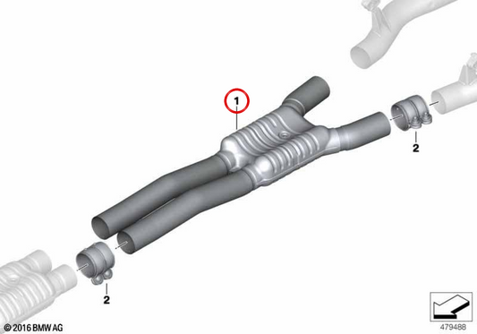 OEM intermédiaire silencieux 18308482529 pour BMW G12. BMW d'origine.